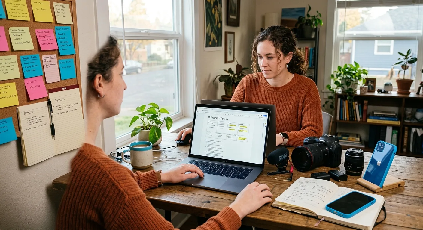 Creator working through brand collaboration opportunities