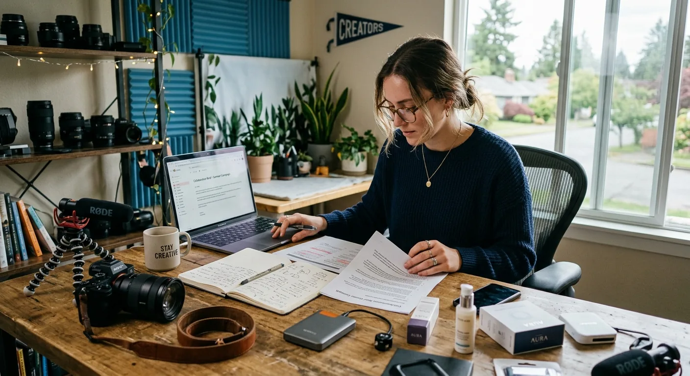 Creator working through brand collaboration opportunities