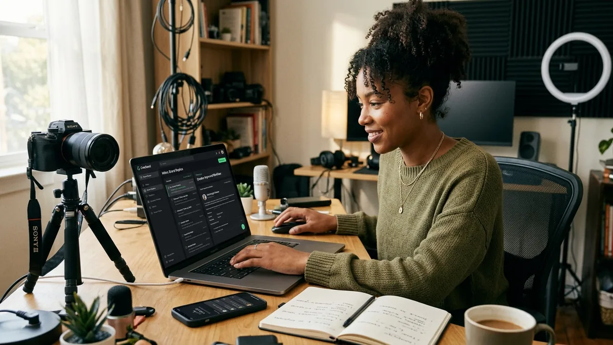 Independent creator working through ai talent manager for creators