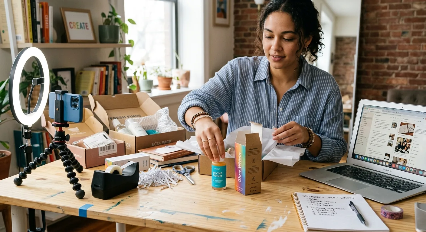 Creator working through brand collaboration opportunities