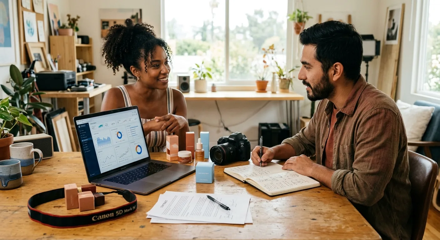 Creator working through brand collaboration opportunities