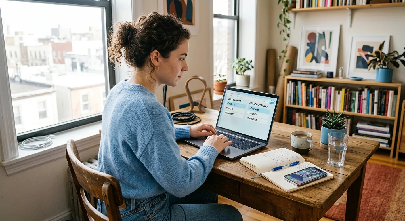 Creator working through brand collaboration opportunities