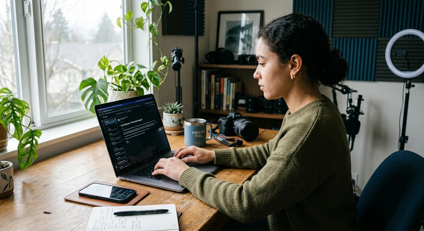 Creator working through influencer brand outreach