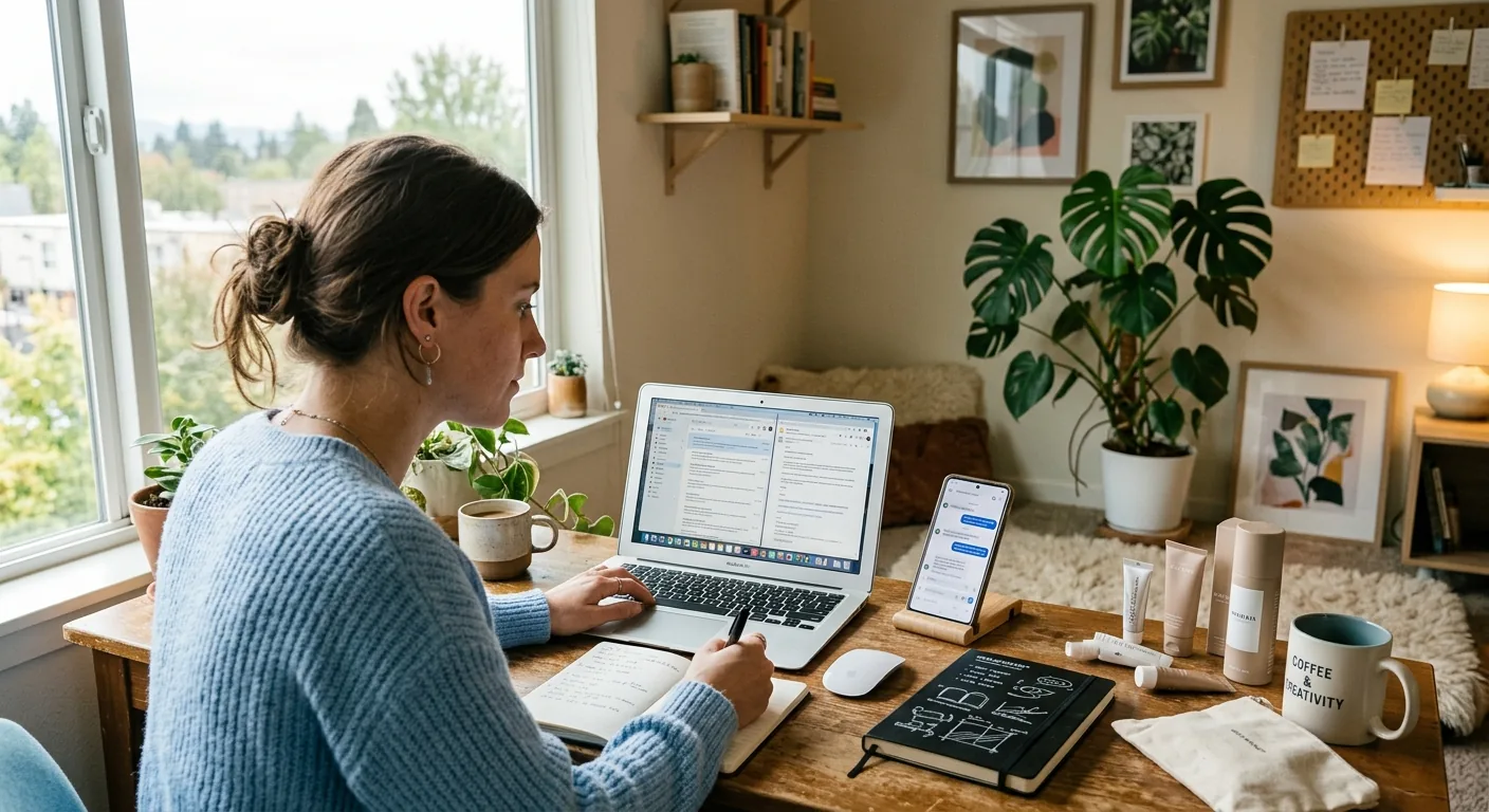 Creator working through influencer brand outreach
