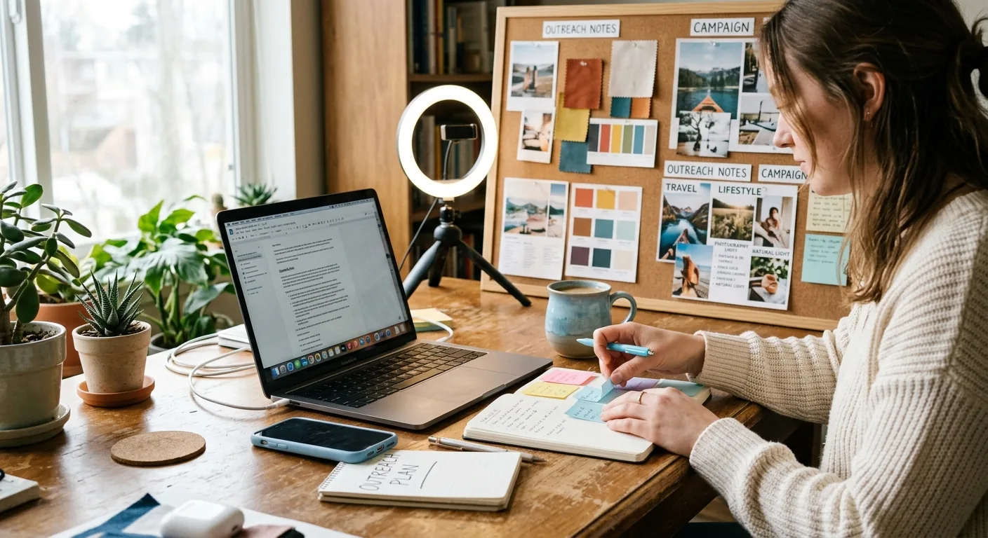 Creator working through influencer brand outreach