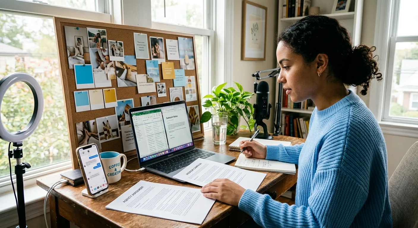 Creator working through influencer brand outreach