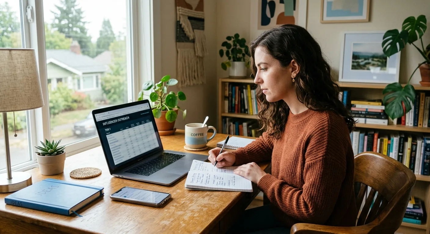 Creator working through influencer brand outreach