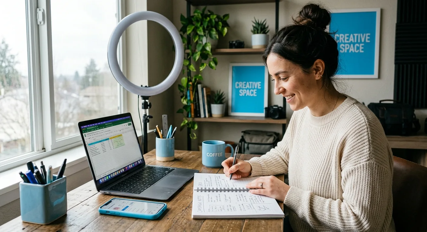 Creator working through influencer brand outreach
