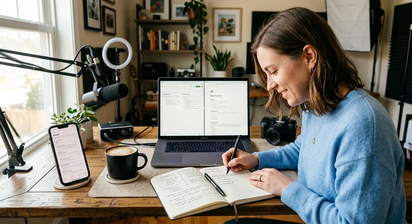Creator working through influencer brand outreach