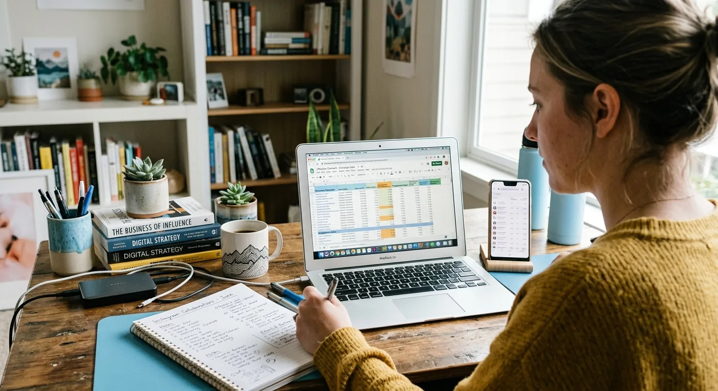 Creator working through influencer brand outreach