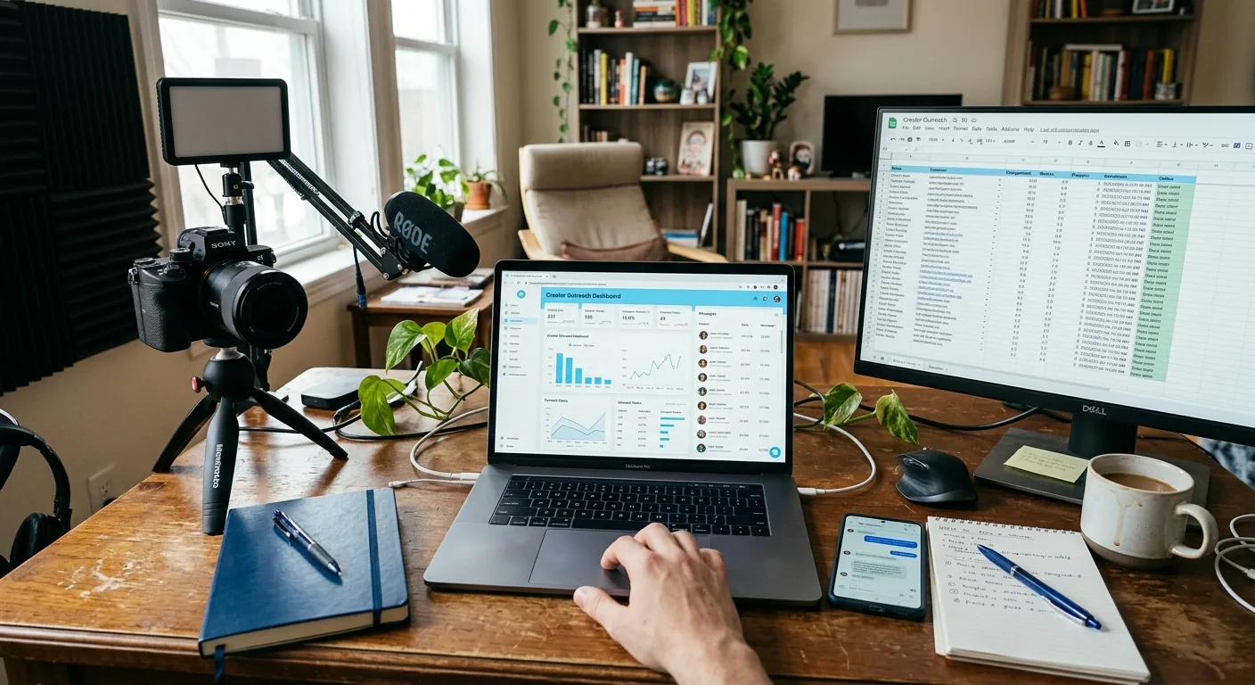 Creator working through influencer brand outreach