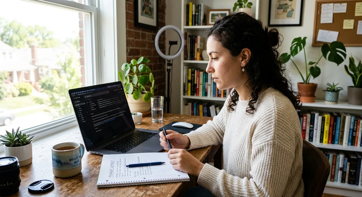 Creator working through influencer brand outreach