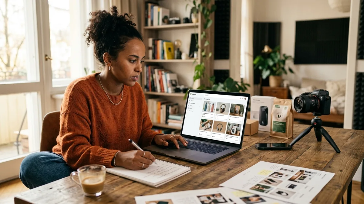 Independent creator working through brand deal discovery