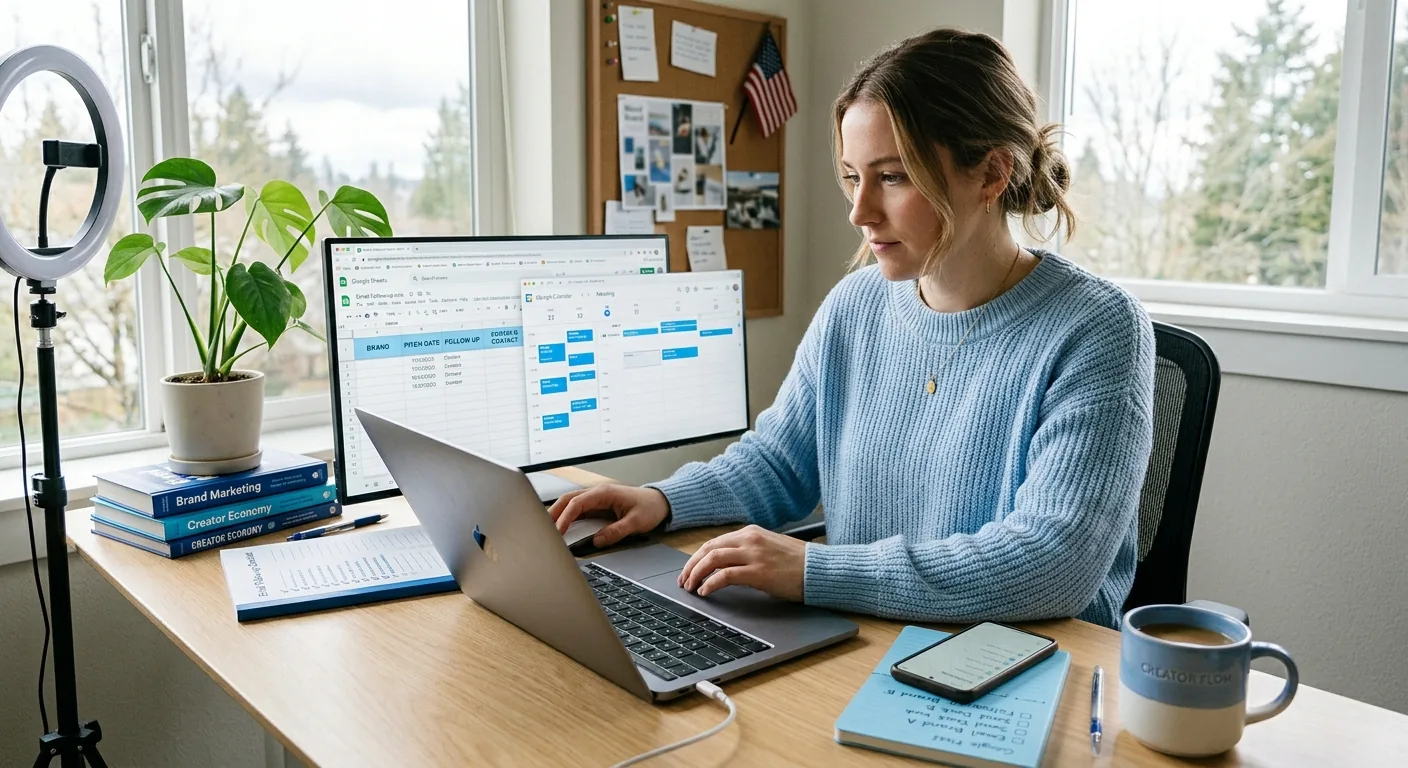 Creator working through influencer brand outreach