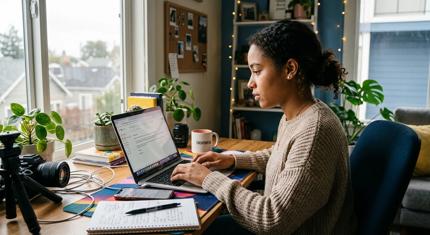 Creator working through influencer brand outreach