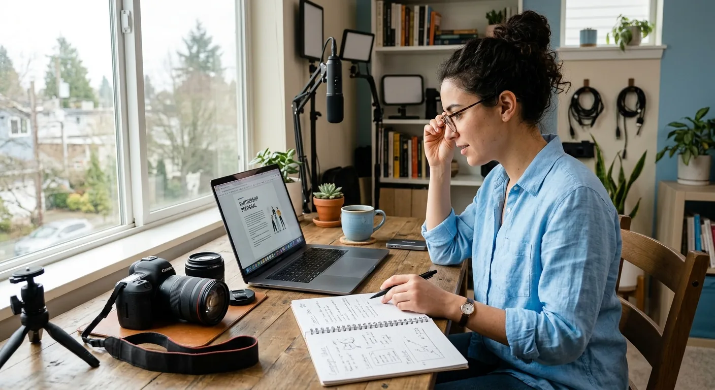 Creator working through brand collaboration opportunities