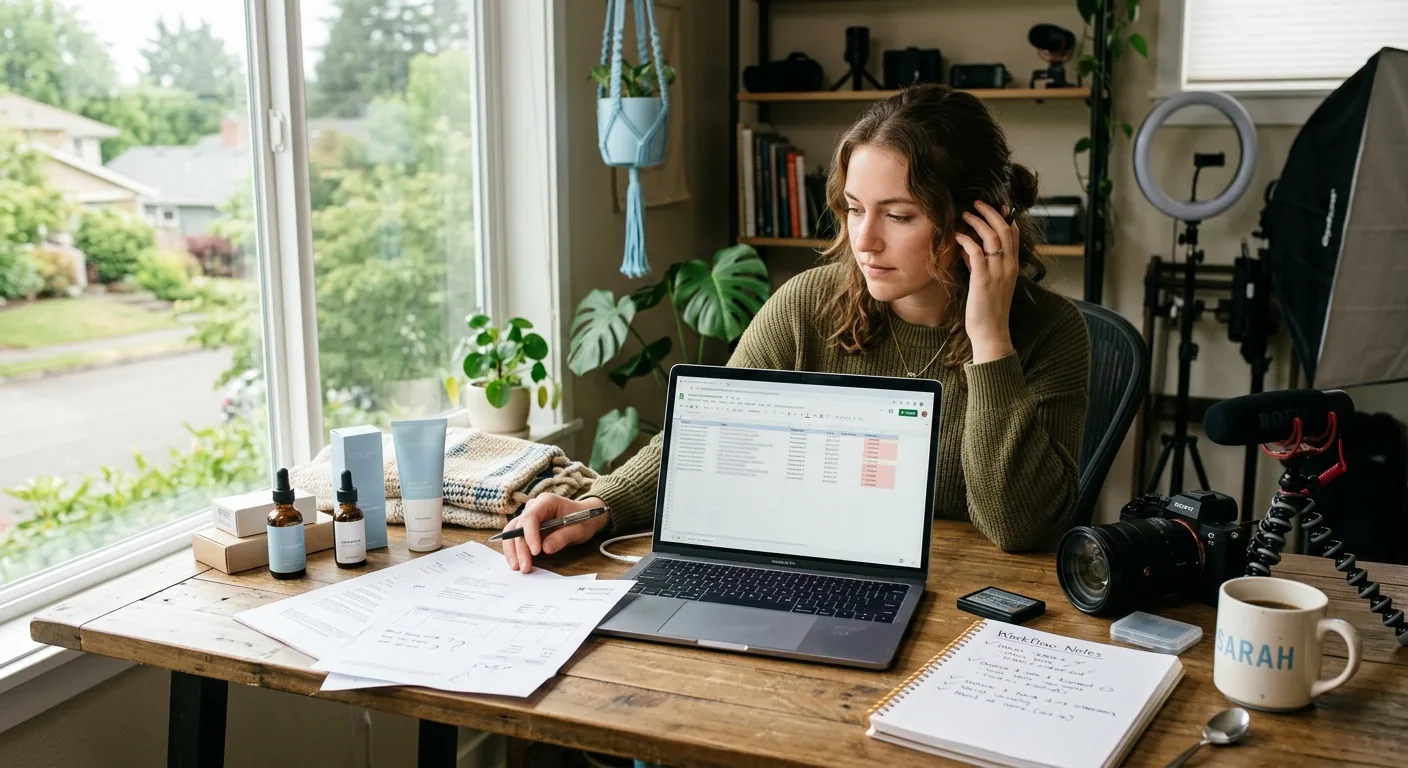 Creator working through brand collaboration opportunities
