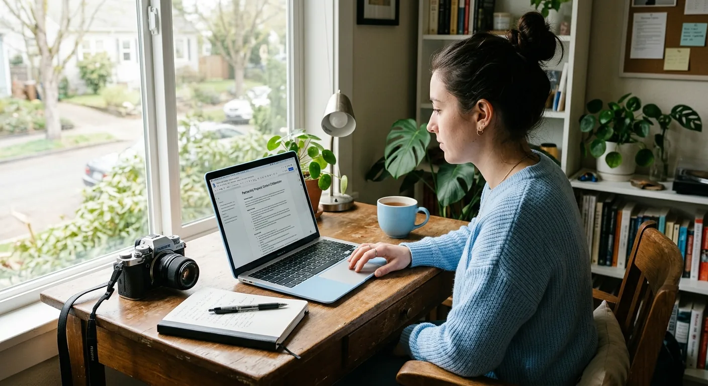 Creator working through brand collaboration opportunities
