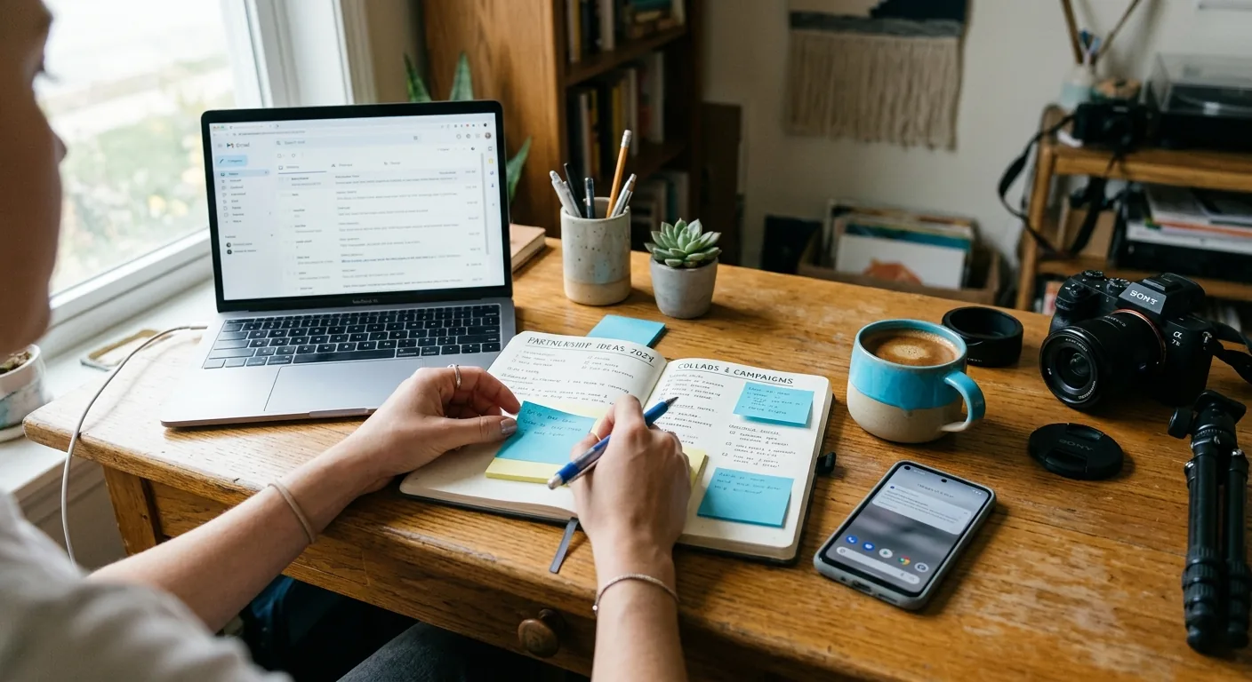 Creator working through brand collaboration opportunities
