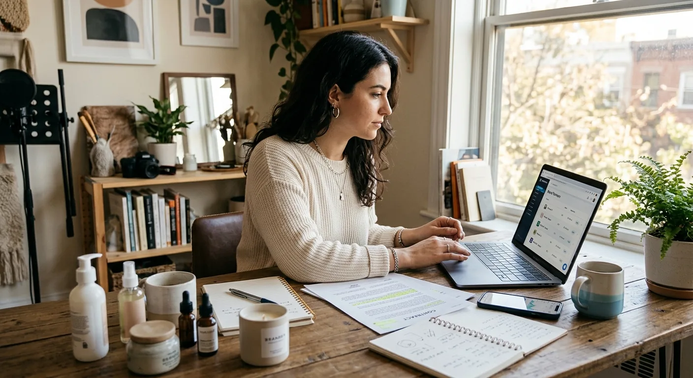 Creator working through brand collaboration opportunities