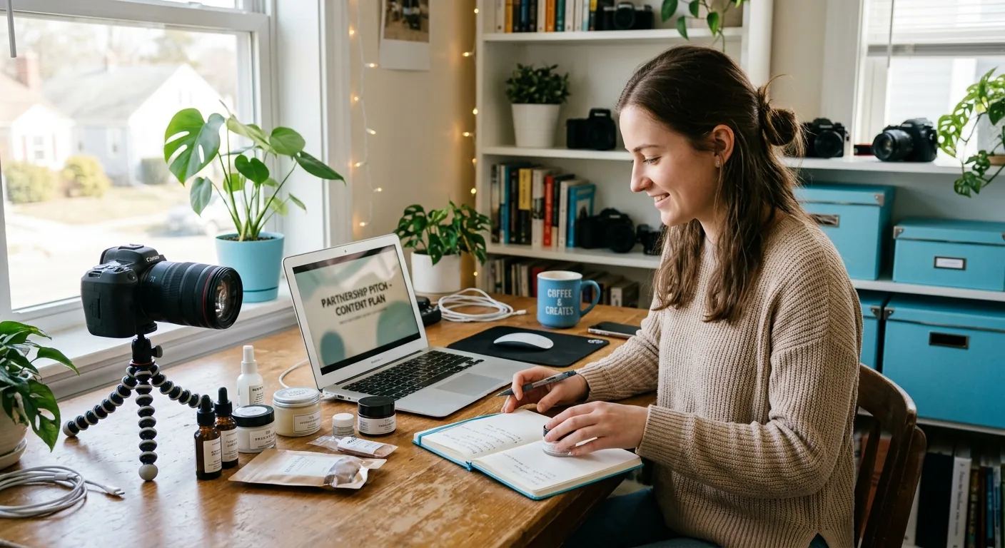 Creator working through brand collaboration opportunities