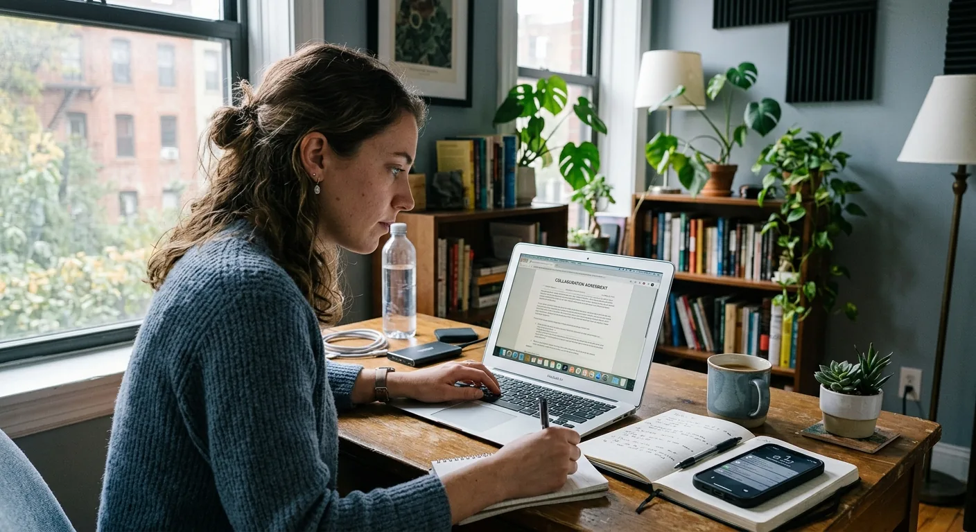 Creator working through brand collaboration opportunities