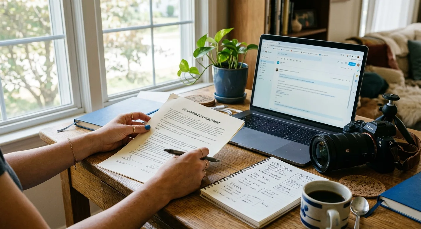 Creator working through brand collaboration opportunities