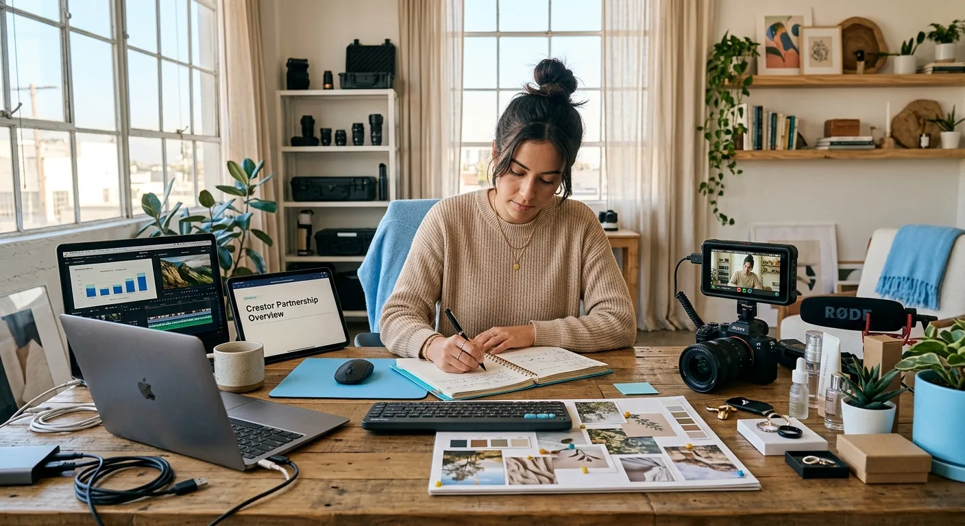 Creator working through brand collaboration opportunities