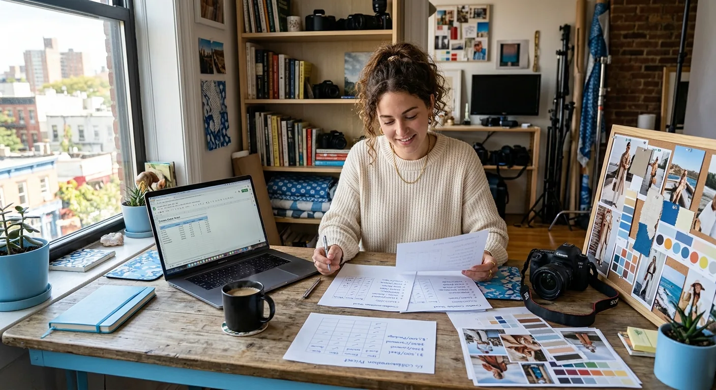 Creator working through brand collaboration opportunities
