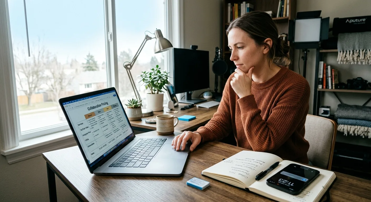 Creator working through brand collaboration opportunities
