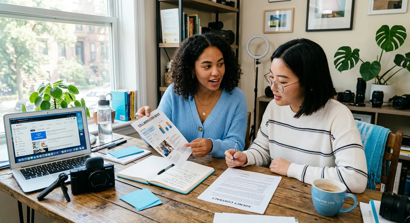 Creator working through brand collaboration opportunities