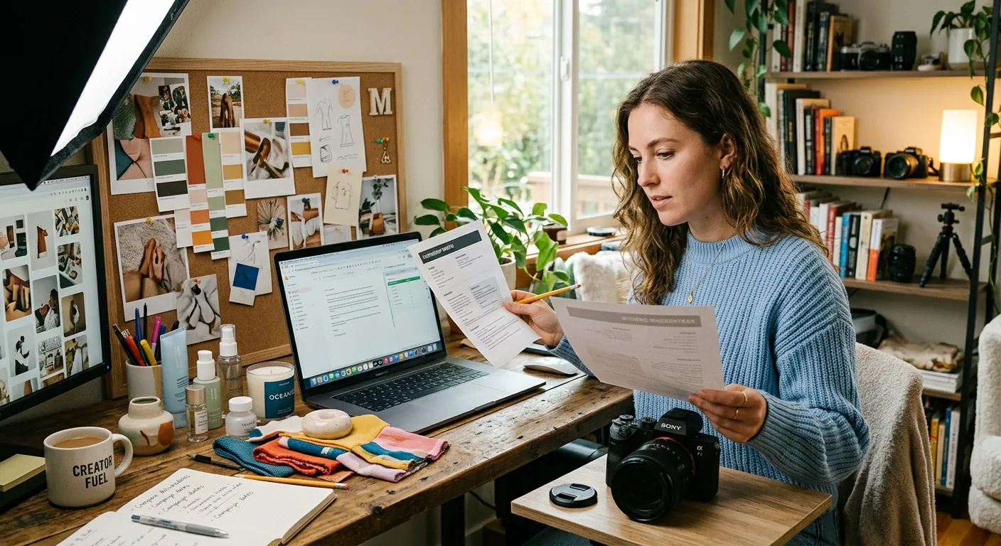 Creator working through brand collaboration opportunities