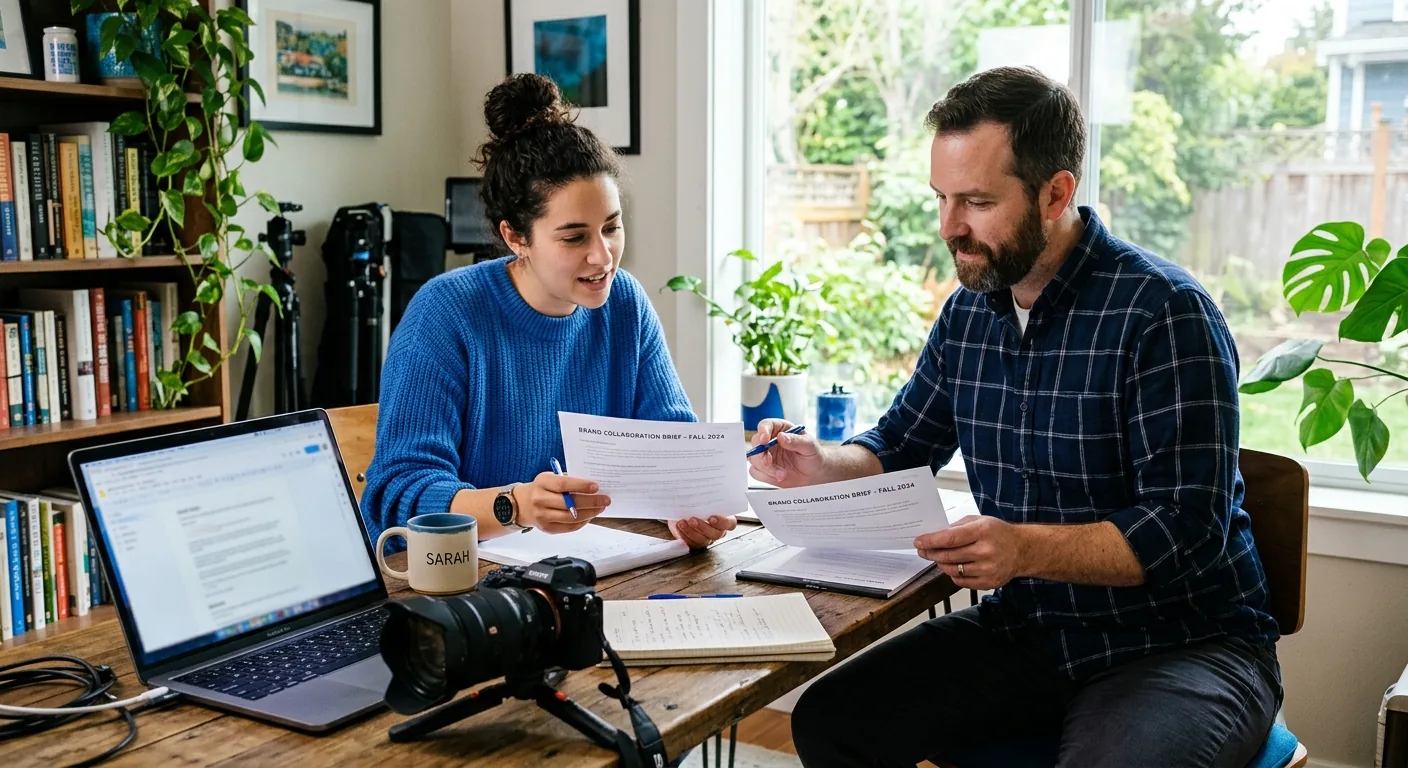 Creator working through brand collaboration opportunities