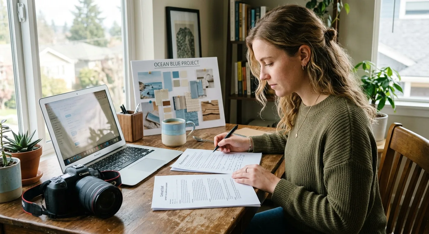 Creator working through brand collaboration opportunities