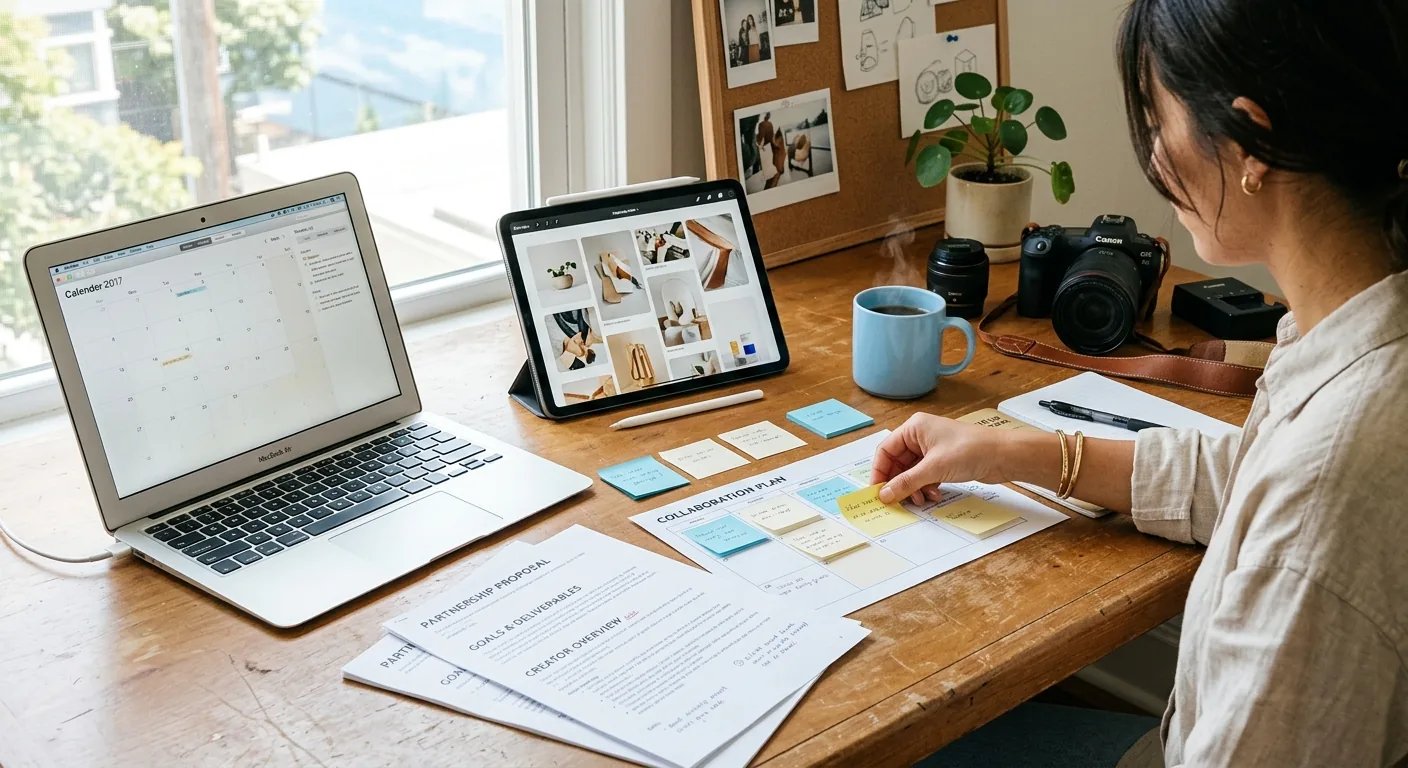 Creator working through brand collaboration opportunities