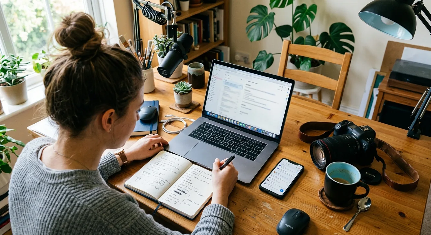 Creator working through influencer brand outreach