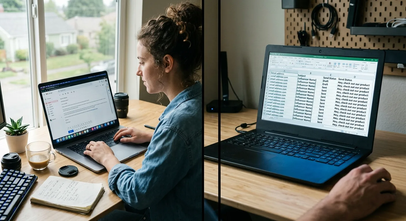 Creator working through influencer brand outreach