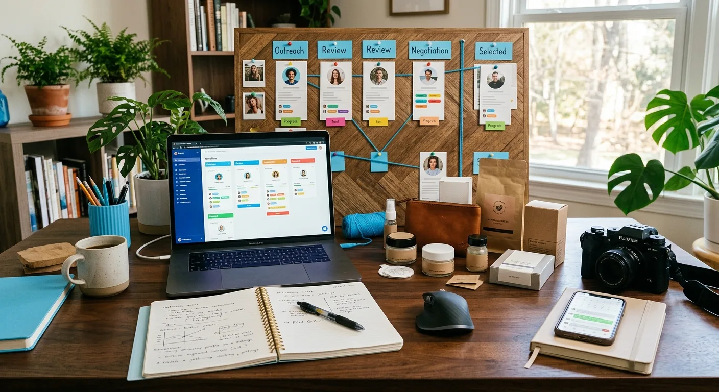 Creator working through influencer brand outreach