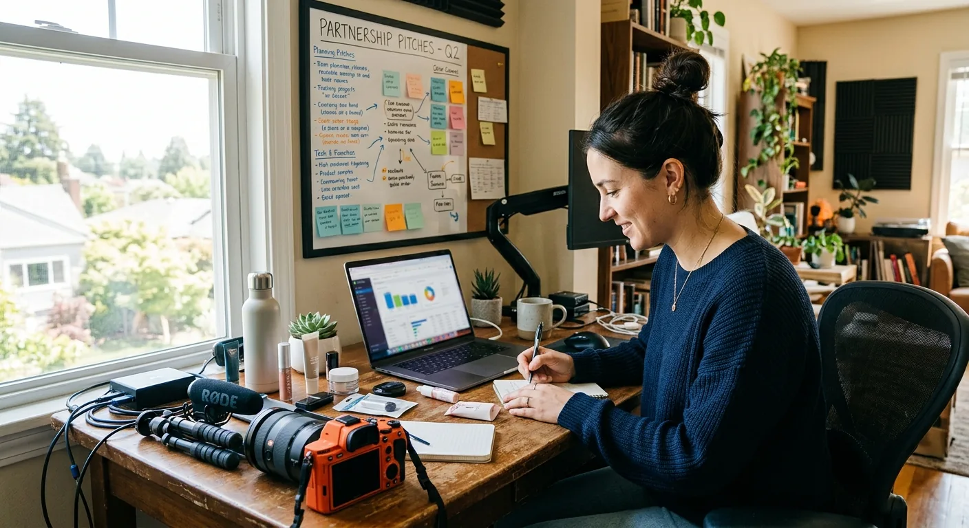 Creator working through brand collaboration opportunities