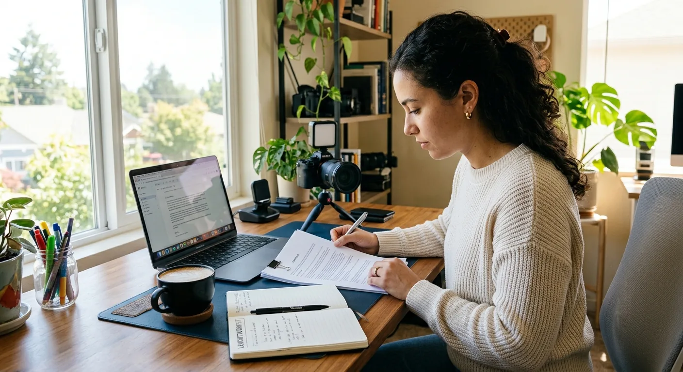 Creator working through brand collaboration opportunities