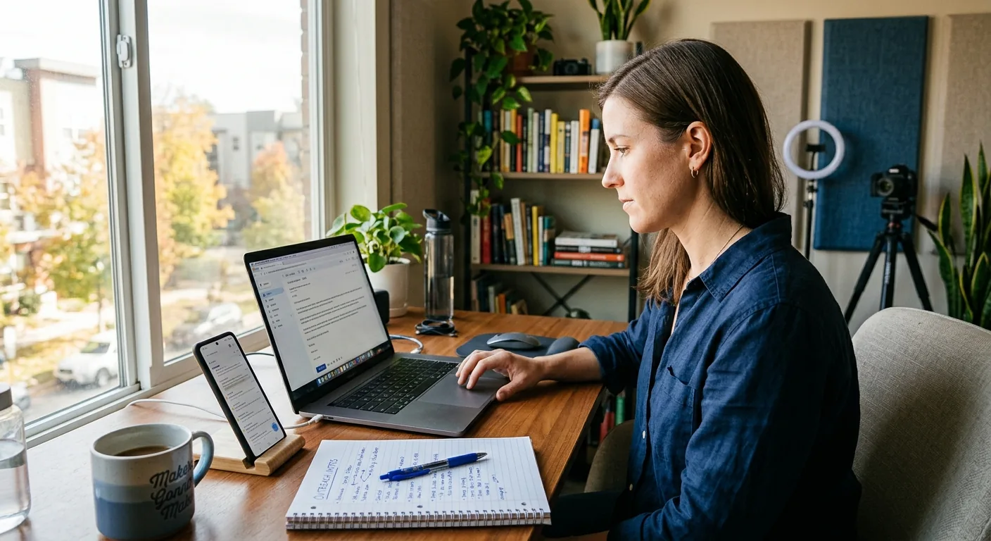 Creator working through influencer brand outreach