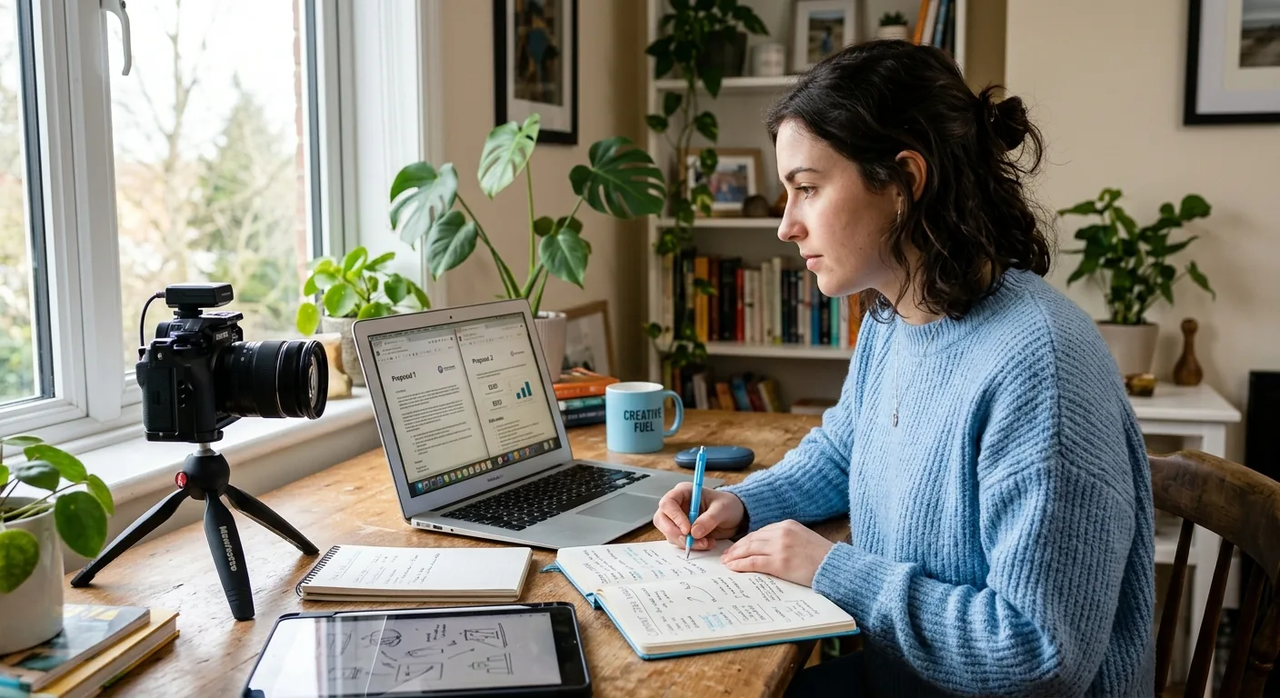 Creator working through brand collaboration opportunities