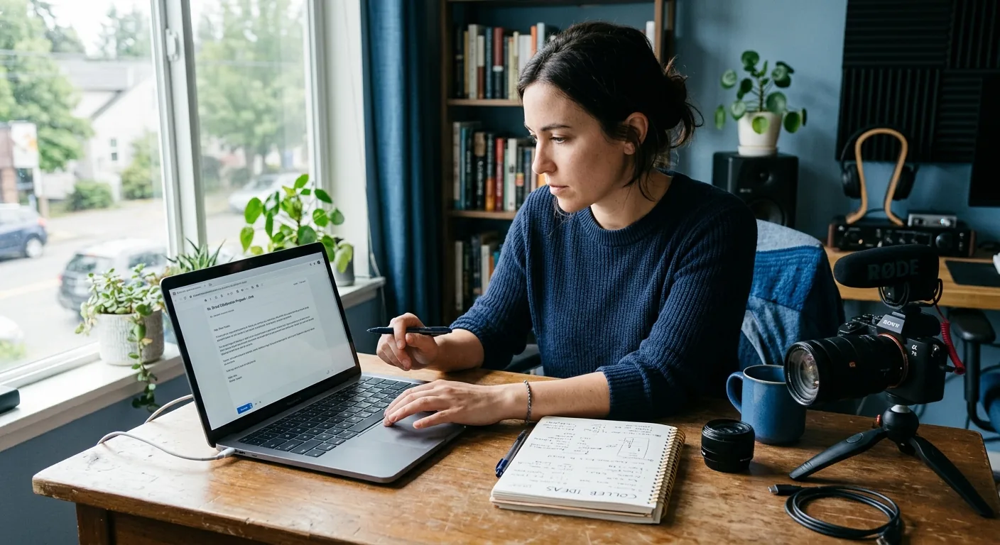 Creator working through influencer brand outreach