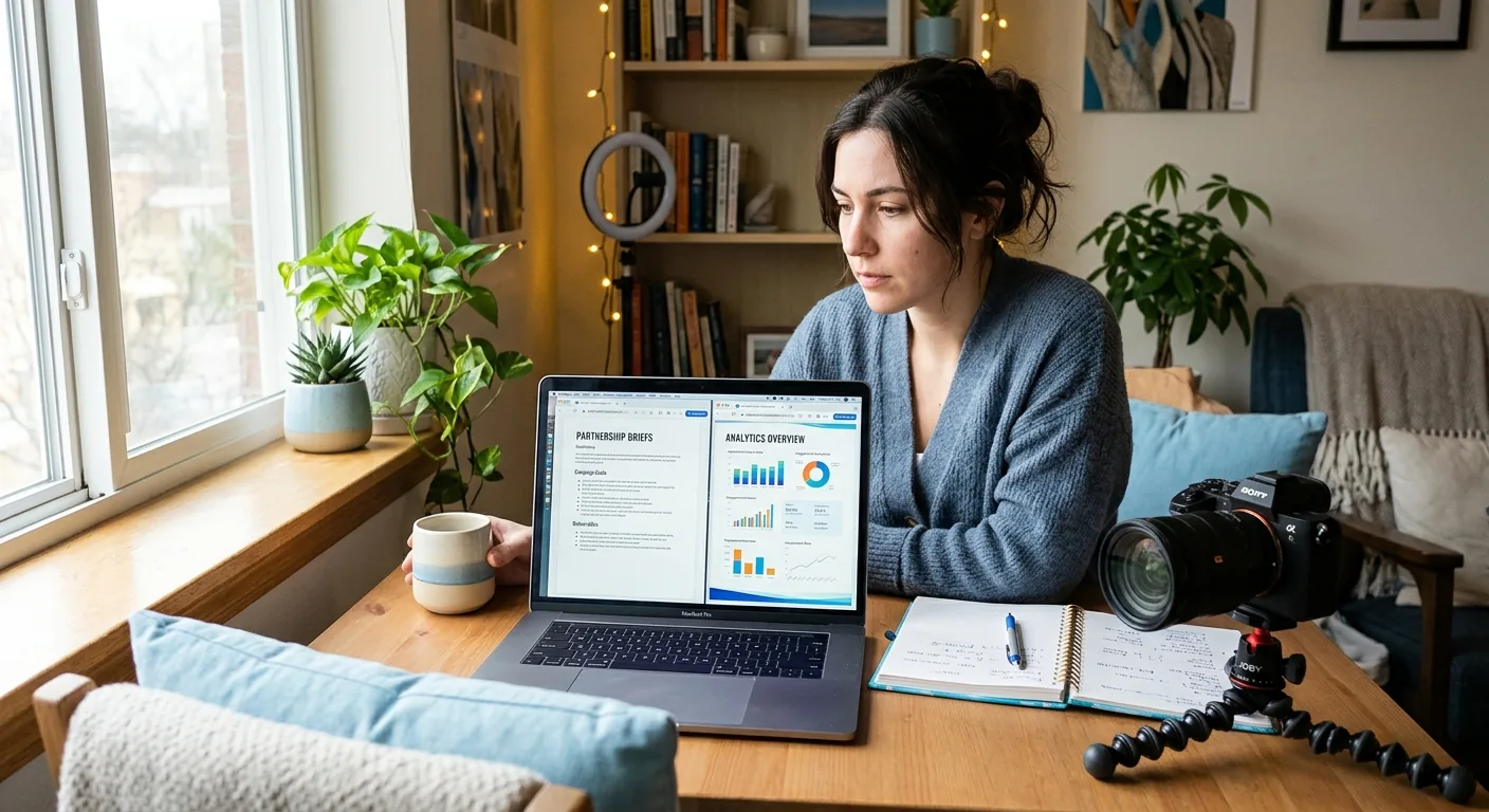 Creator working through brand collaboration opportunities