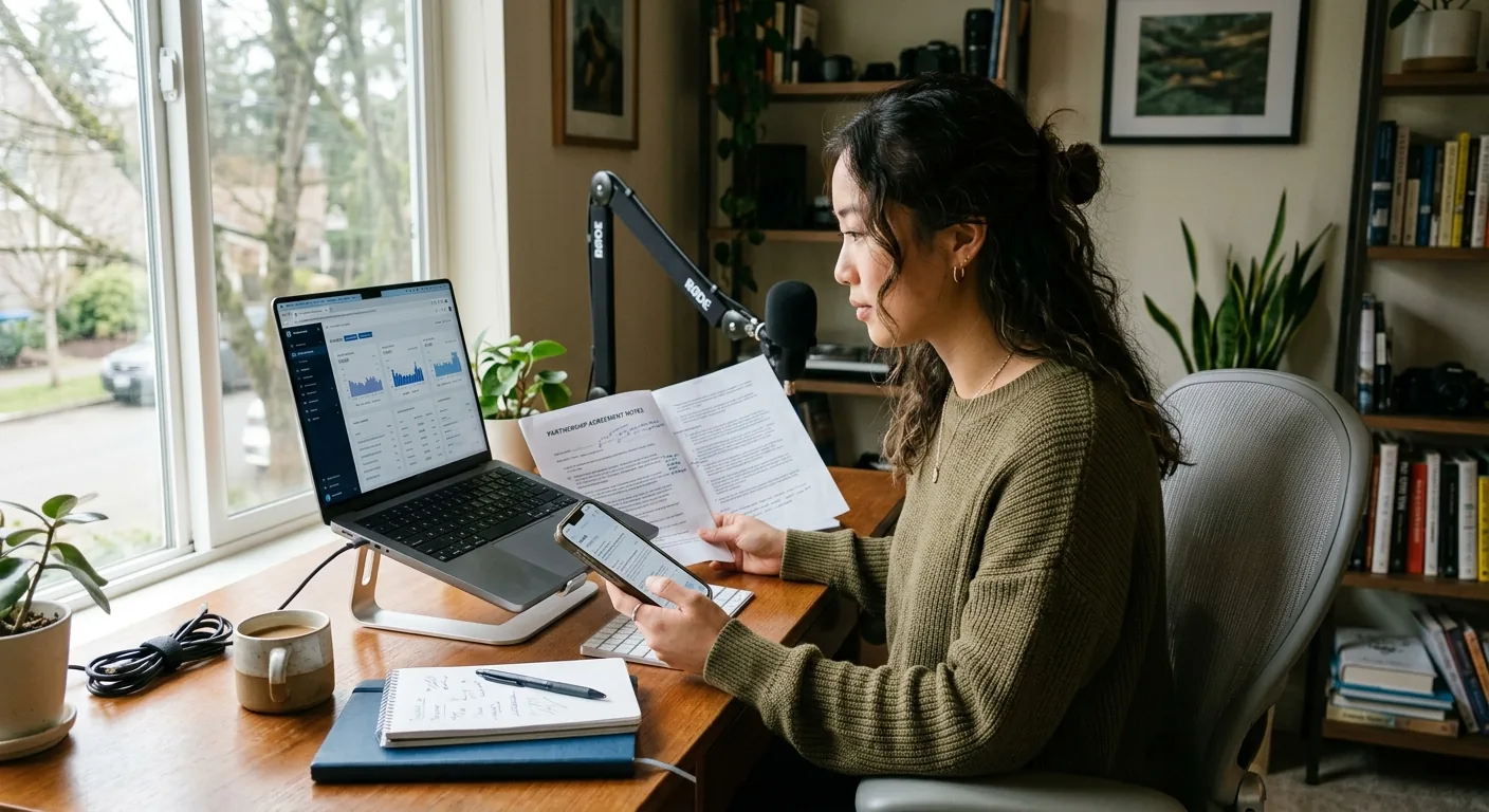 Creator working through brand collaboration opportunities