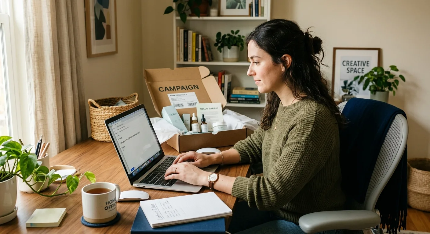 Creator working through influencer brand outreach