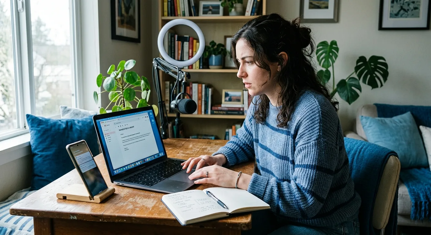 Creator working through influencer brand outreach