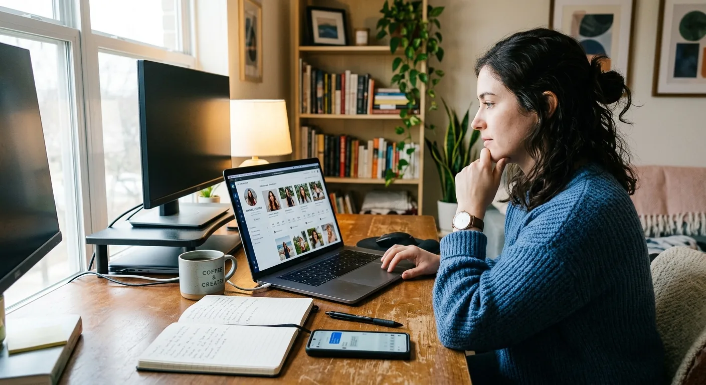 Creator working through influencer brand outreach