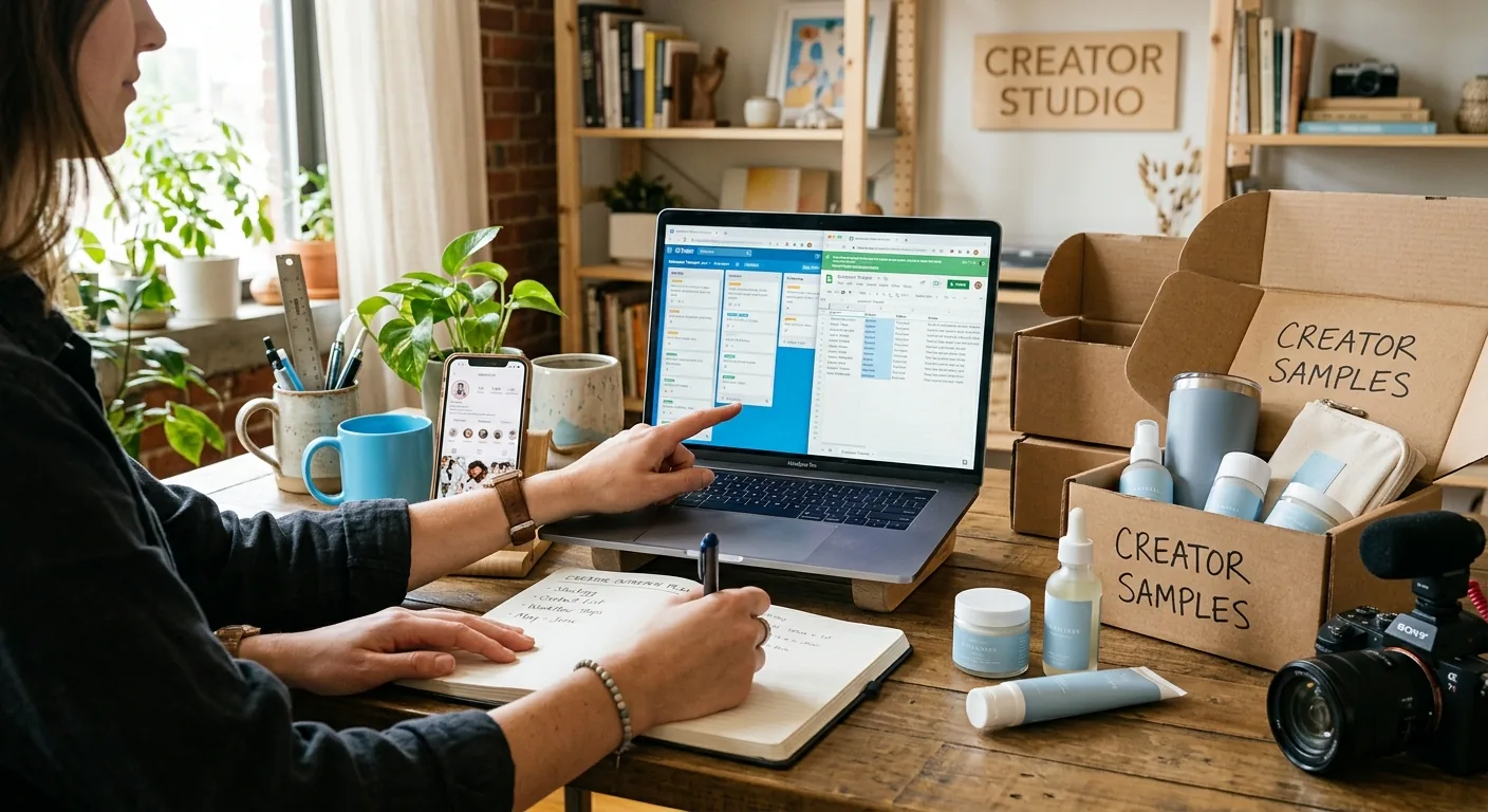 Creator working through influencer brand outreach
