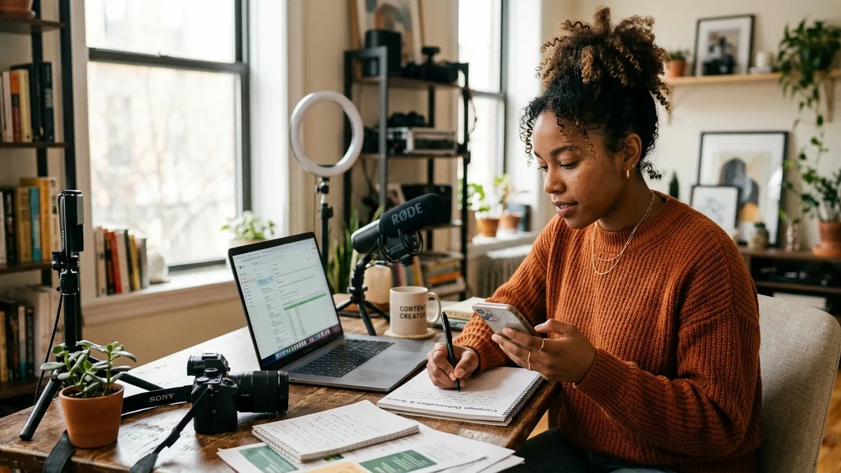 Independent creator working through long-tail creator brand deal questions